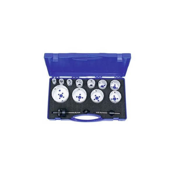 Holex 19 to 76 mm Hole saw set with Mounting Shafts and Center Drills, 15 Pc 589750 19-76 - main
